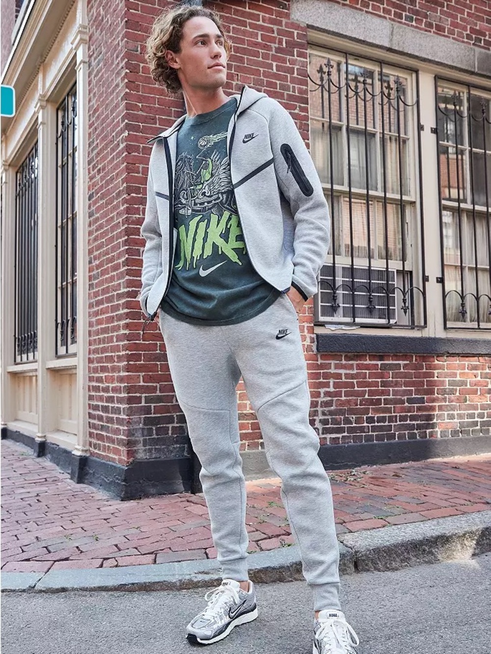 Nike Mens Gray Logo Jogger Pants - Comfortable Everyday Bottoms